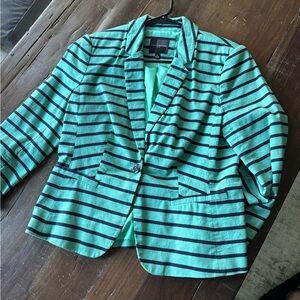 The Limited Teal and Navy Striped Blazer